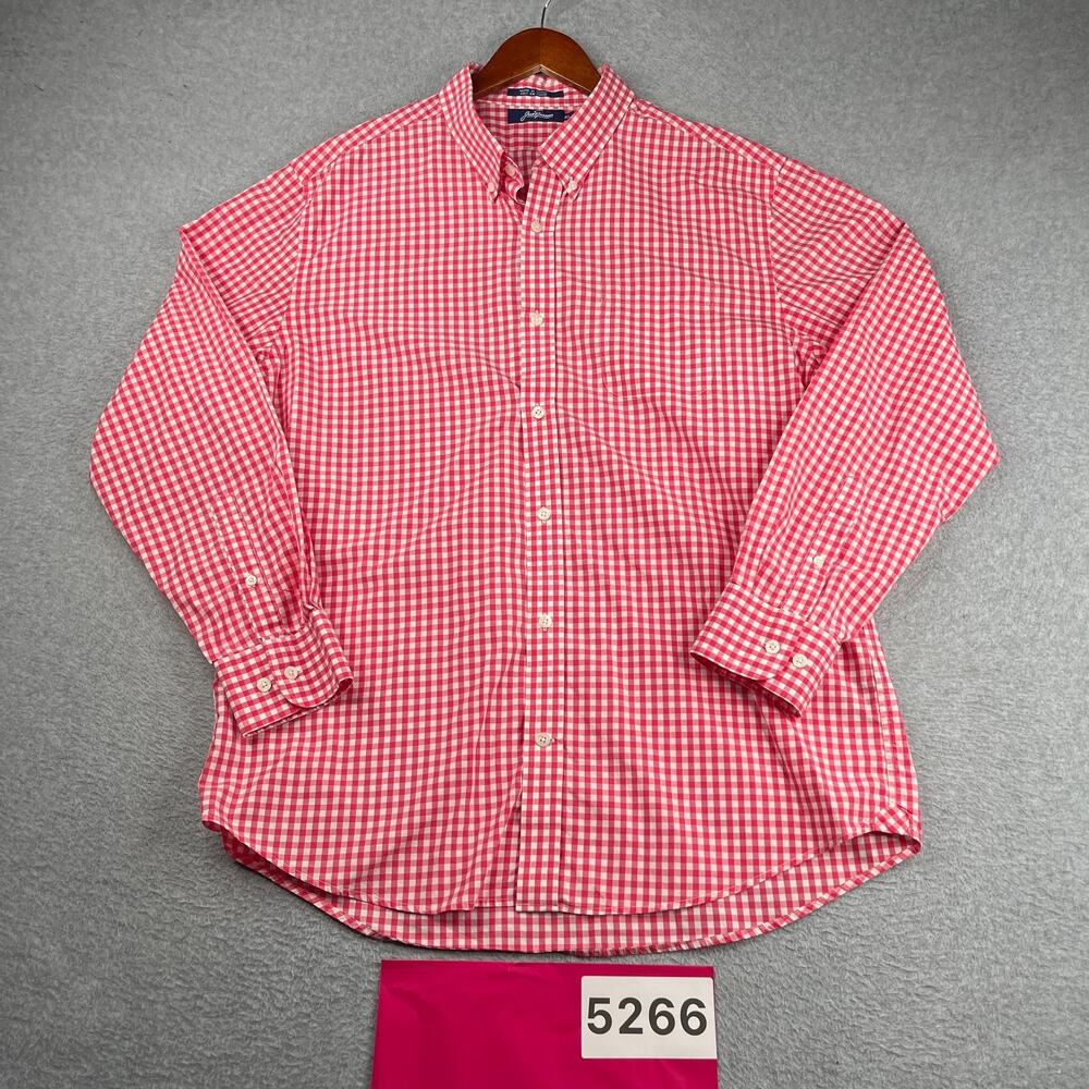 Jack Nicklaus Shirt Pink Gingham Check Casual Button Up Long Sleeve Mens XL